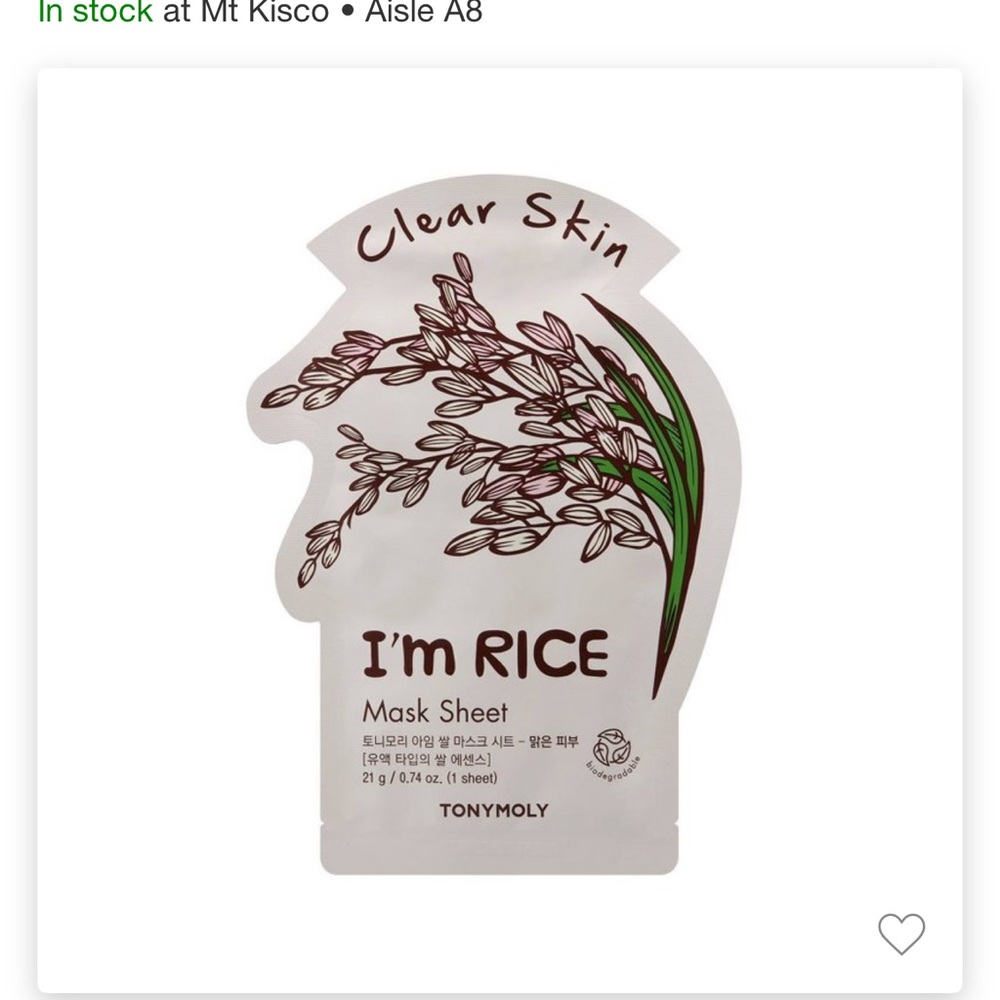 TonyMoly “I’m Rice” Face Mask 💄💋